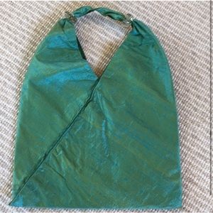 MONA MOHANNA Vintage Silk taffeta evening bag, small, iridescent Aqua/Teal
